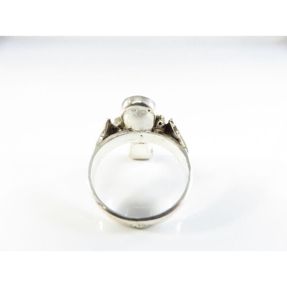 Vintage Ankh Ring With Red Blue Enamel Accent 800 Silver Mid Century 6.75 - Picture 6 of 11